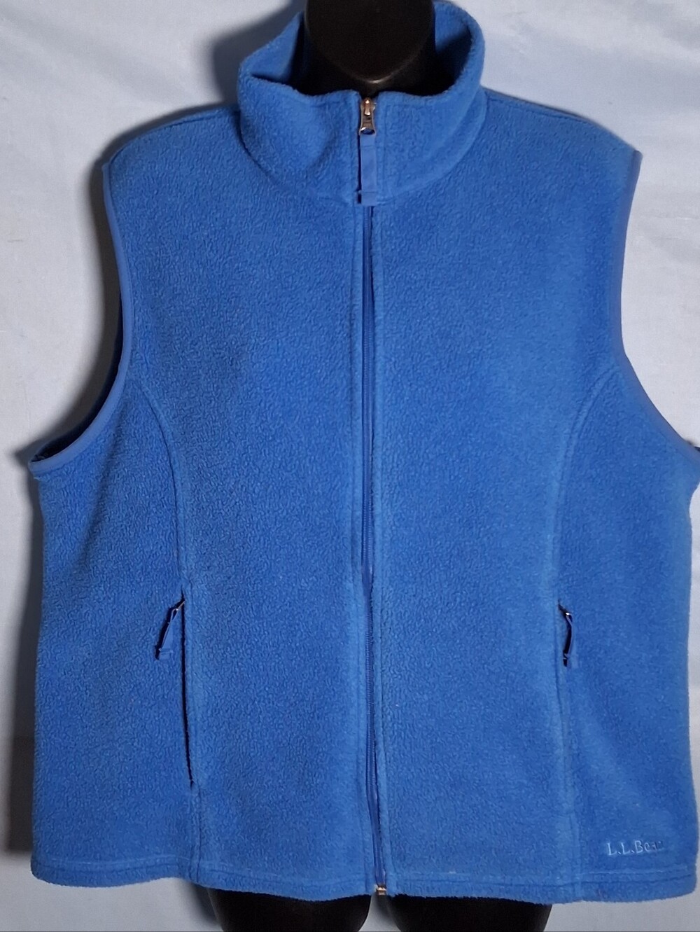 L.L. Bean Blue Polartec Full-Zip Fleece Vest Mock-Neck Cozy Layering